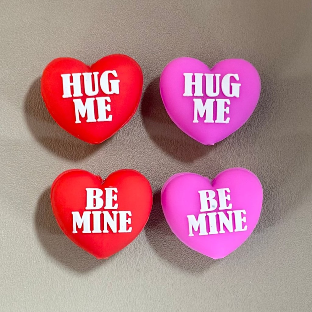 3D Red Pink Heart Hug Me Be Mine Love Valentine's Day Silicone Focal Beads