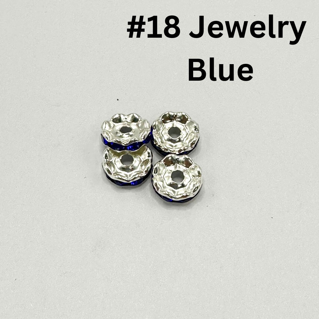 Metal Wavy Spacers with Rhinestones in Solid Colors, 12MM