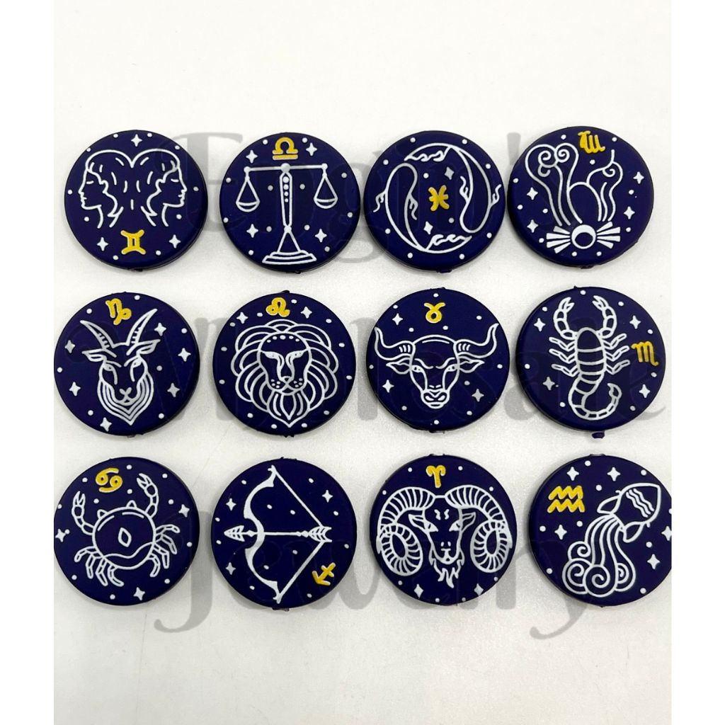 Twelve Constellations Zodiac Star Signs Silicone Focal Beads