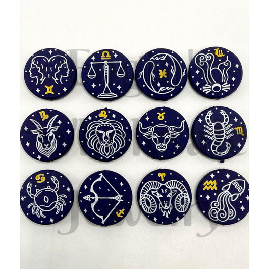 Twelve Constellations Zodiac Star Signs Silicone Focal Beads