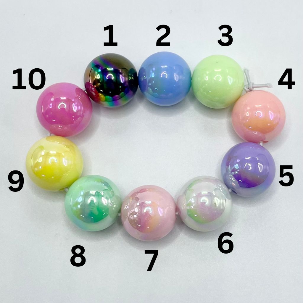 Glossy Acrylic Beads UV Plating 18mm, Random Mix Color