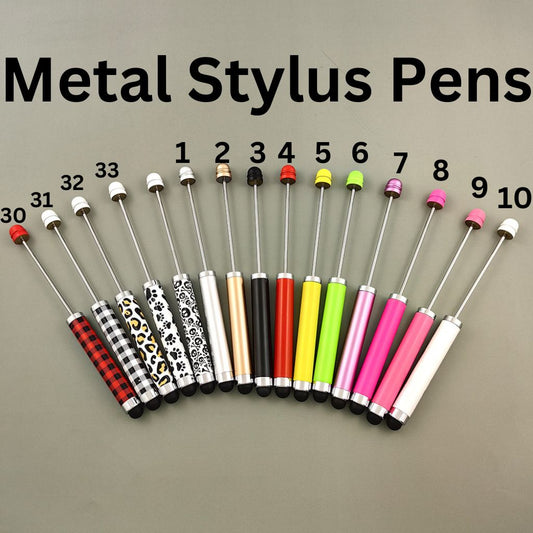 金属製ビーズ付きスタイラスペン、プリント、単色、スマートデバイス用タッチスクリーンペン