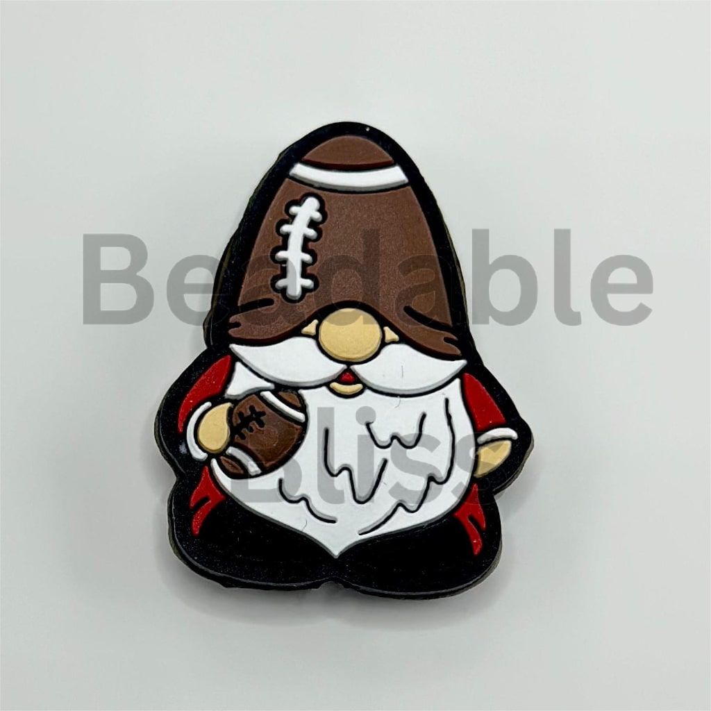 Gnome Dwarf Hold Football Silicone Focal Beads