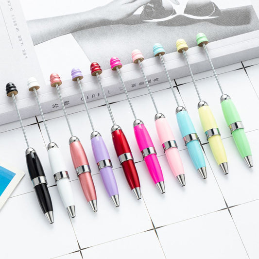 Metal Beadable Pens, Handy Beaded Pens Round Curvy Short Size 120mm