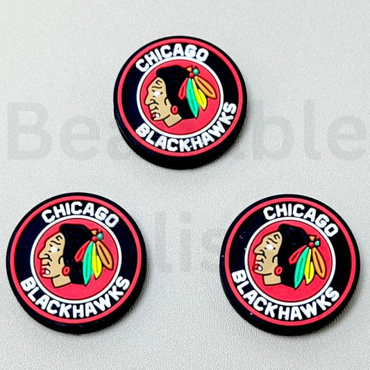 USA America Hockey Team Chicago Blackhaw Silicone Focal Beads