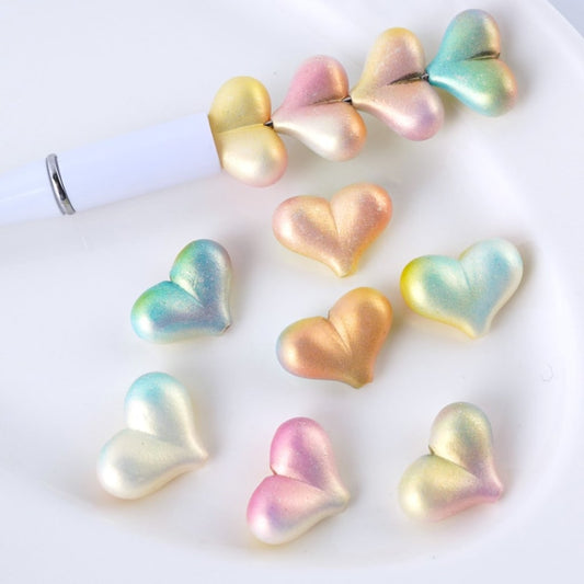 Shiny Ombre Color Peach Hip Bottom Heart Acrylic Beads, Around 23*17MM, Random Mix