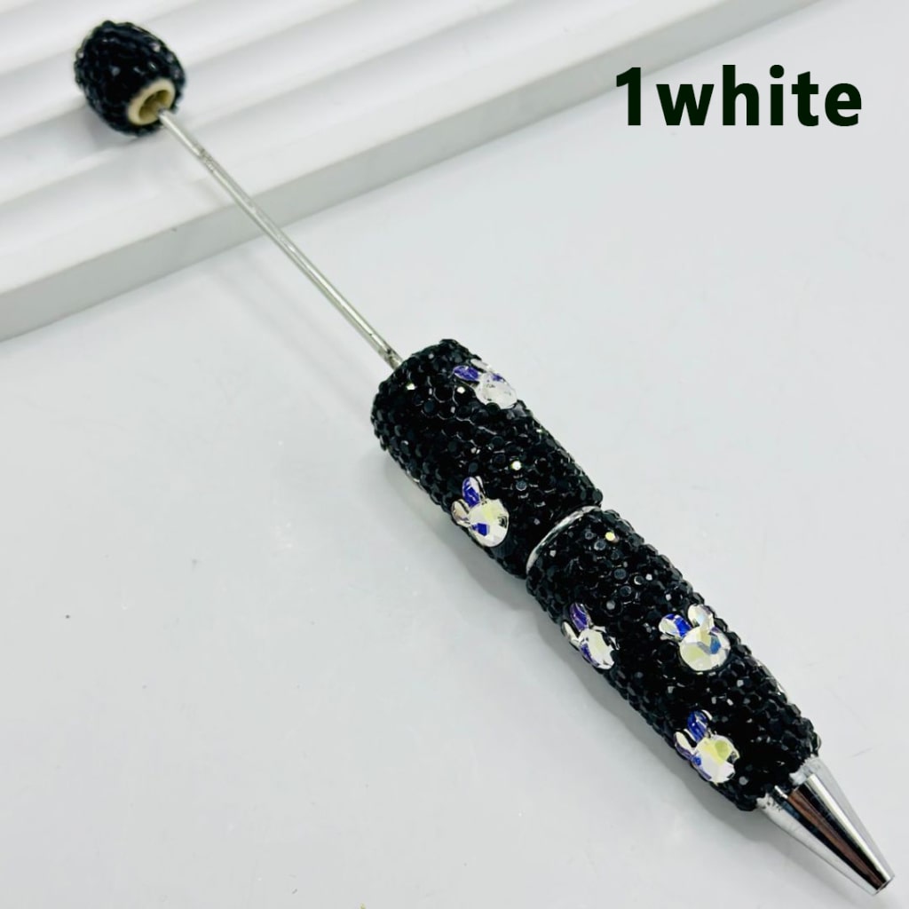 Beadable Clay Pens with AB Color & Colorful Bunny Rabbit Head Rhinestones Covered the Entire Pen