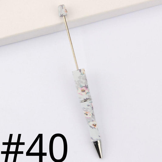 Gray and Pink Flower Tree Printed Beadable Pens Number 40