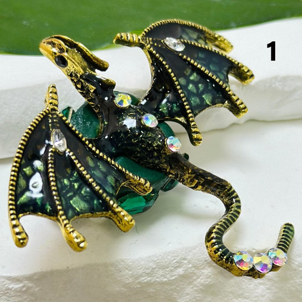 Exquisite Fancy Colorful Alloy Pterosaur Dragon with Mini AB Rhinestones White Pearls Hearts Butterflies Mini Flowers Clay Beads, Around 60*66MM