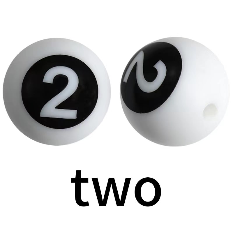 Numbers Printed Silicone Focal Beads 15mm