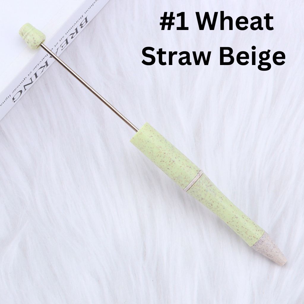 Environmental Wheat Straw Theme DIY Plastic Beadable Pen in Solid Colors, 147MM