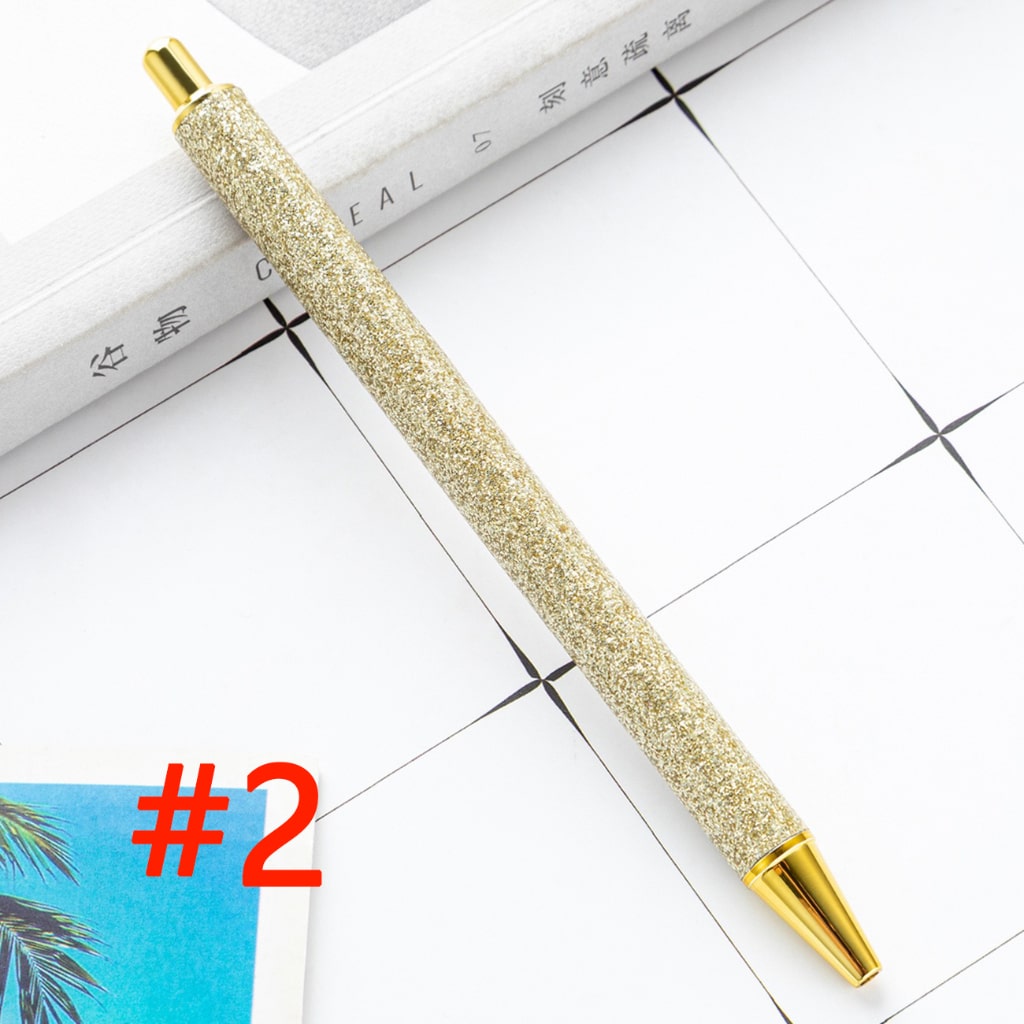 Sublimation Ballpoint Pen, Push Ballpoint Pen with Glitter Effect in Gold Color