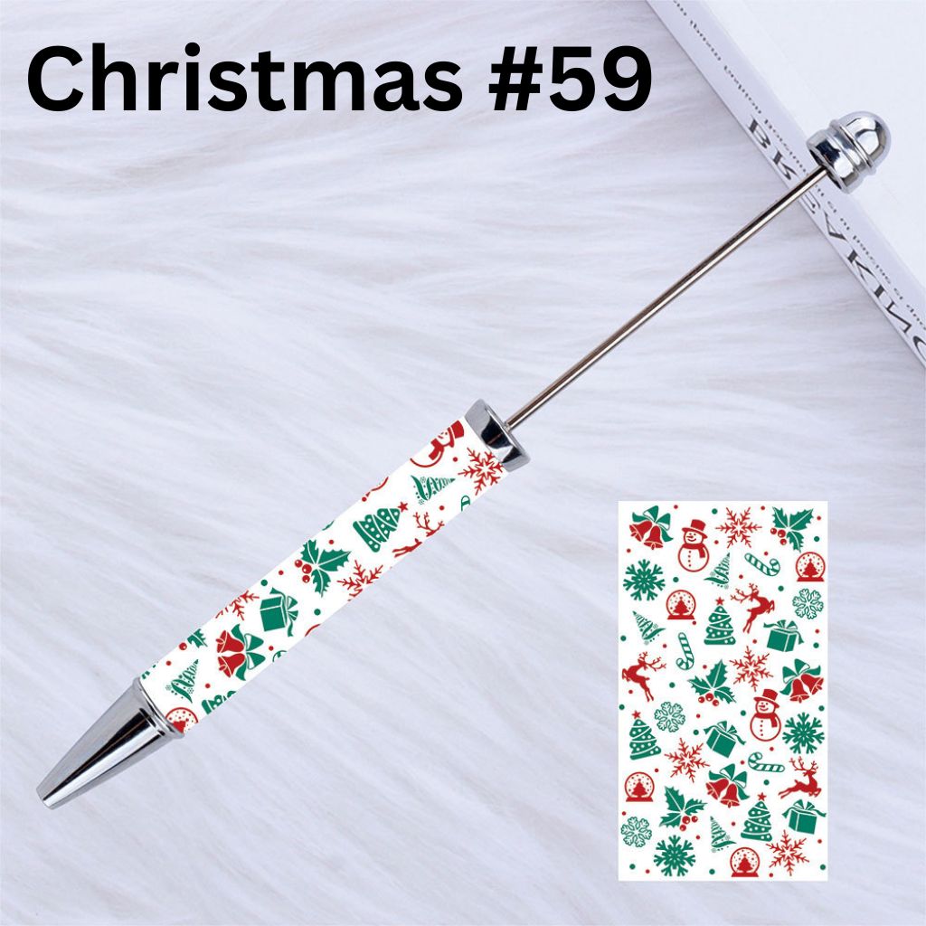 DIY Beadable Plastic Christmas Printed Pens, 149MM