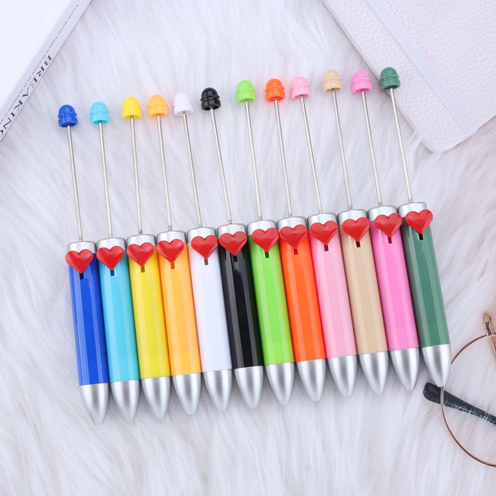 New Style DIY Beadable Pen with 7-Color Refills in Solid Color, 155MM