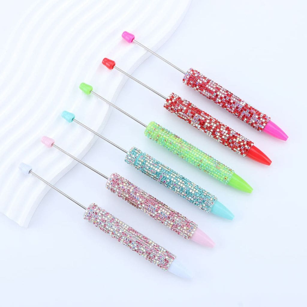 DIY Long Style Beadable Pen with Colorful Rhinestones in Solid Color, 168MM