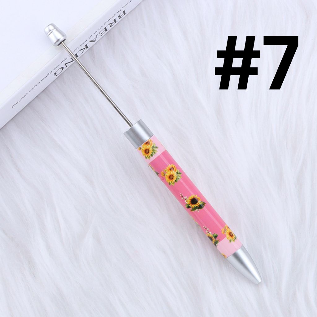 DIY Beadable Plastic Cute Sun Flowers Printed Pens, 167MM