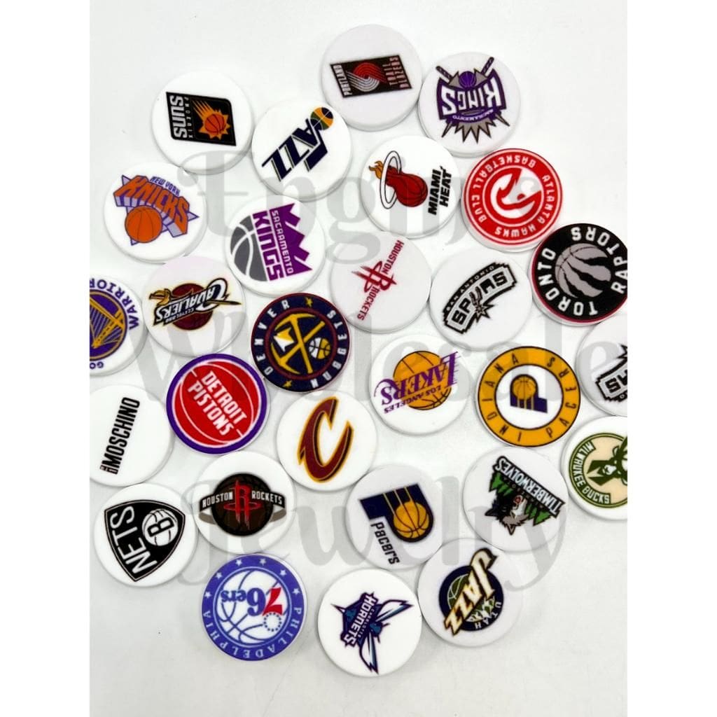 Basketball Team Silicone Focal Beads, Random Mix