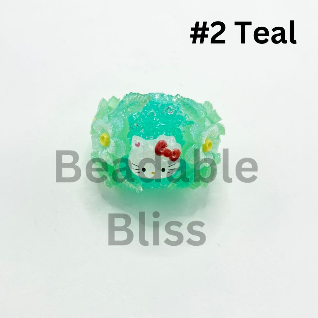 Jelly Color Sugar Acrylic Beads with Luminous Double Layer Flower and Cat Cartoon Bead, 20MM by 27MM