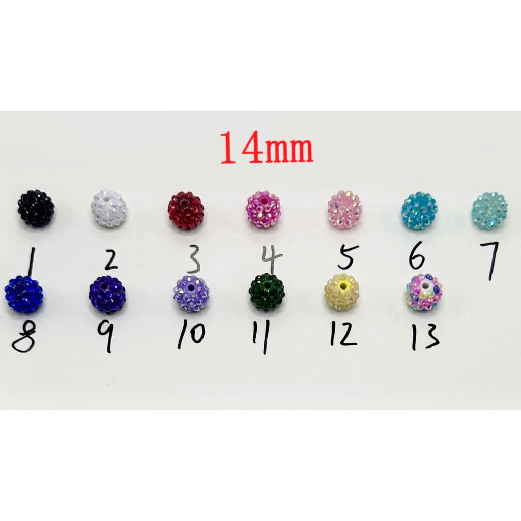 Acrylic Rhinestone Beads, 14mm