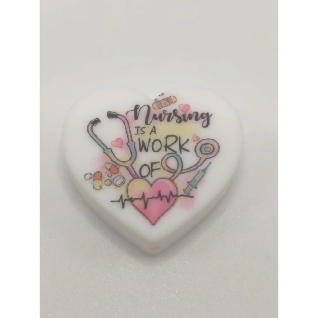 Nursing is a Work of Heart Silicone Focal Beads