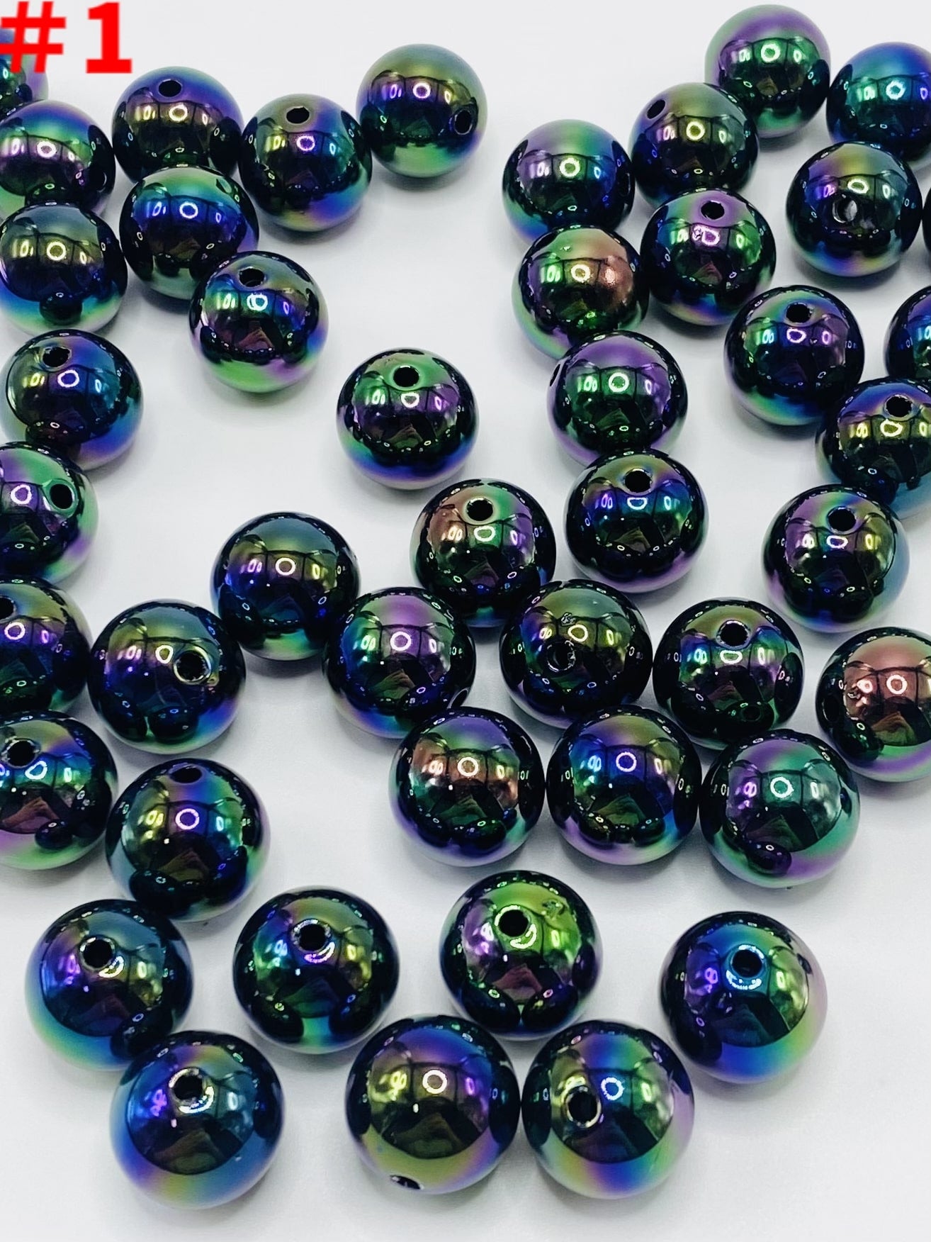 Glossy Acrylic Beads UV Plating 16mm, TT