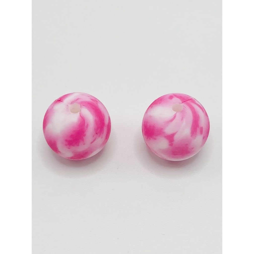 Pink Tie Dye Printed Silicone Beads Number 36