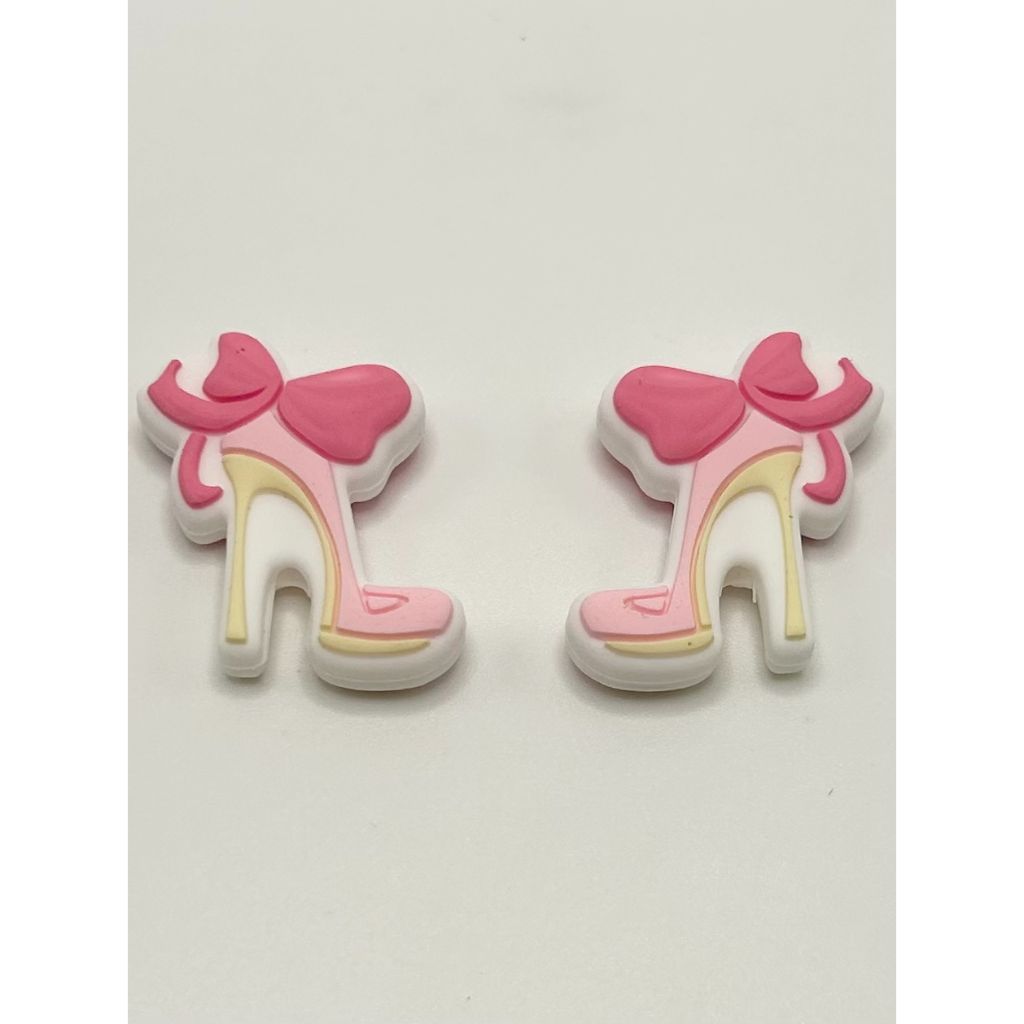 Stiletto High-Heeled Shoes with Bow Silicone Focal Beads