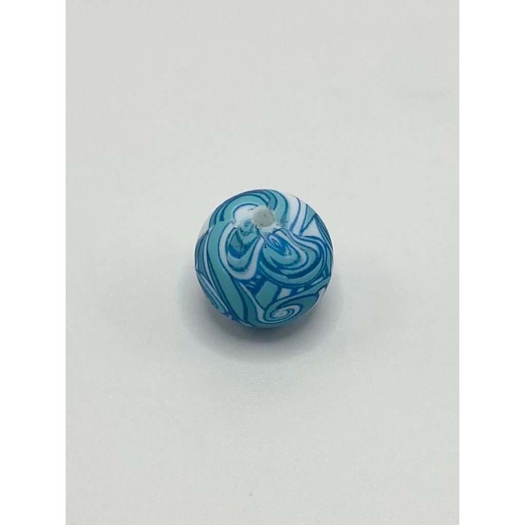 Teal Circle Printed Silicone Beads Number 406