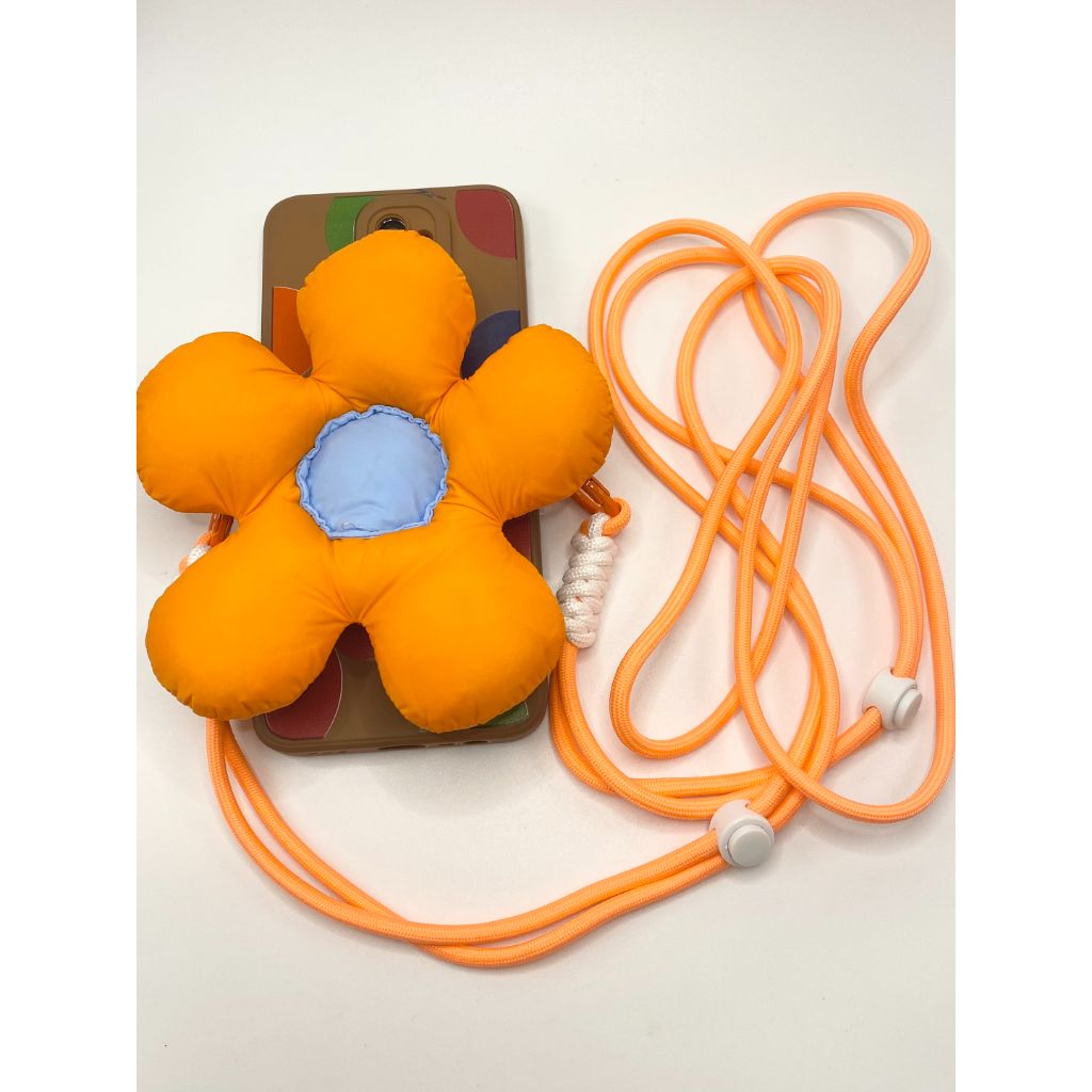 Flower Shaped Phone Holder Clip with Hanging String Sling Strap