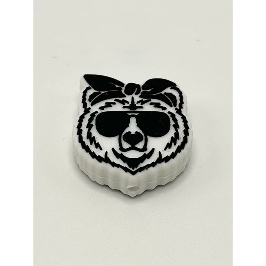 Mama Bear with Ribbon Silicone Focal Beads