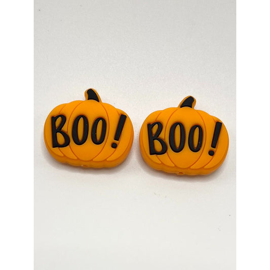 Boo Pumpkin Halloween Silicone Focal Beads