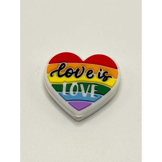 Love is Love Heart Silicone Focal Beads