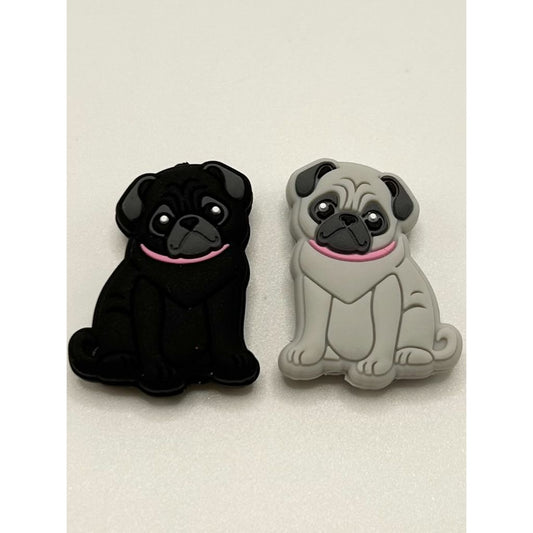 Pug Dog Silicone Focal Beads