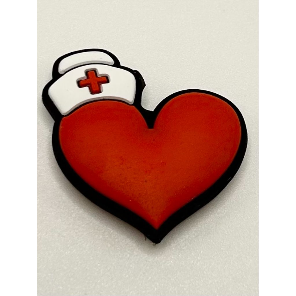 Heart with Nurse Cap Silicone Focal Beads