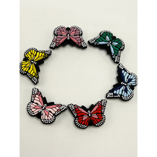 Colorful Butterflies with White Dots Silicone Focal Beads