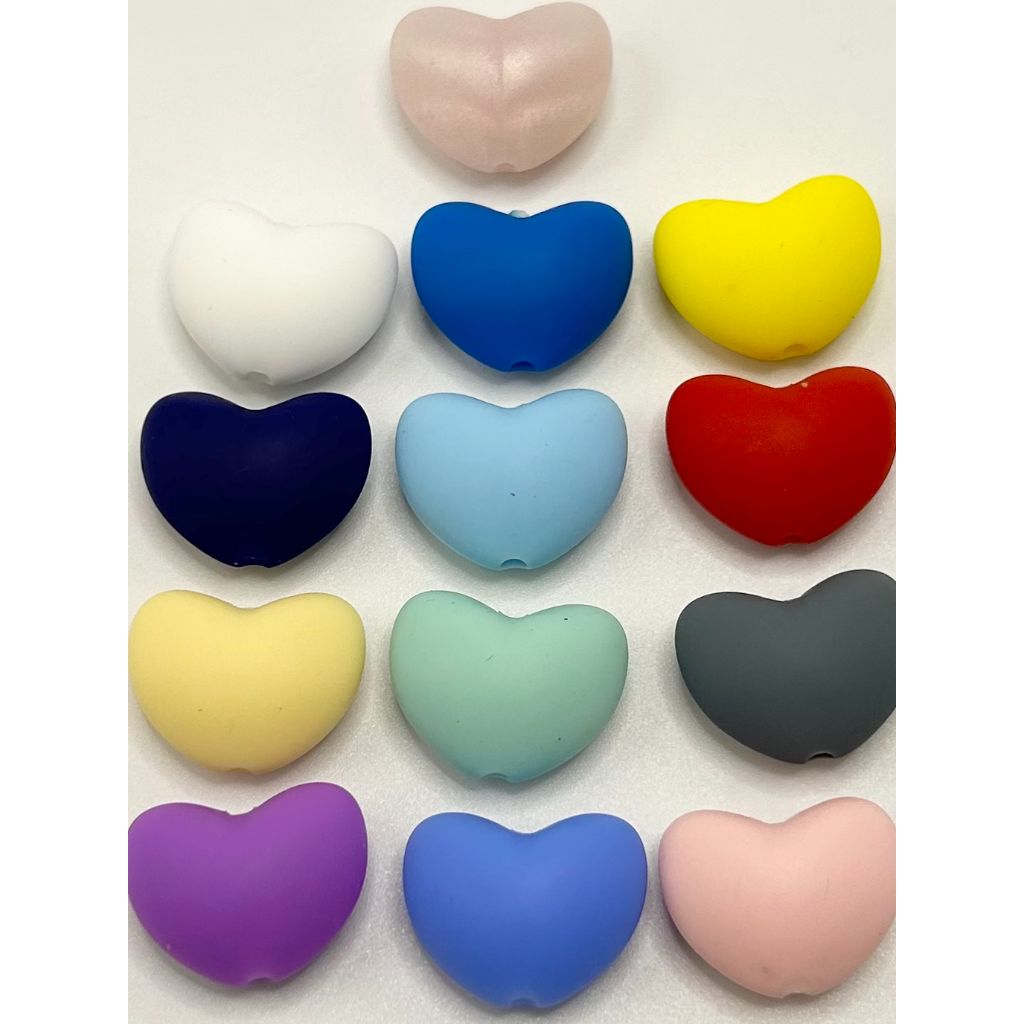 Small Hearts Silicone Focal Beads, 16mm by 20mm