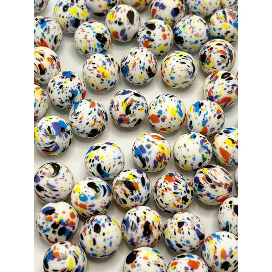 Paint Spatter Splatter Colorful Spots  Printed Silicone Beads Number 30