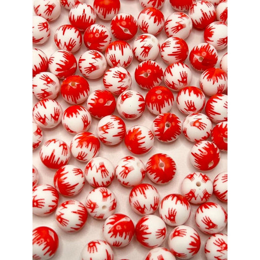 Horror Blood Palm Hand Printed Silicone Beads Number 419