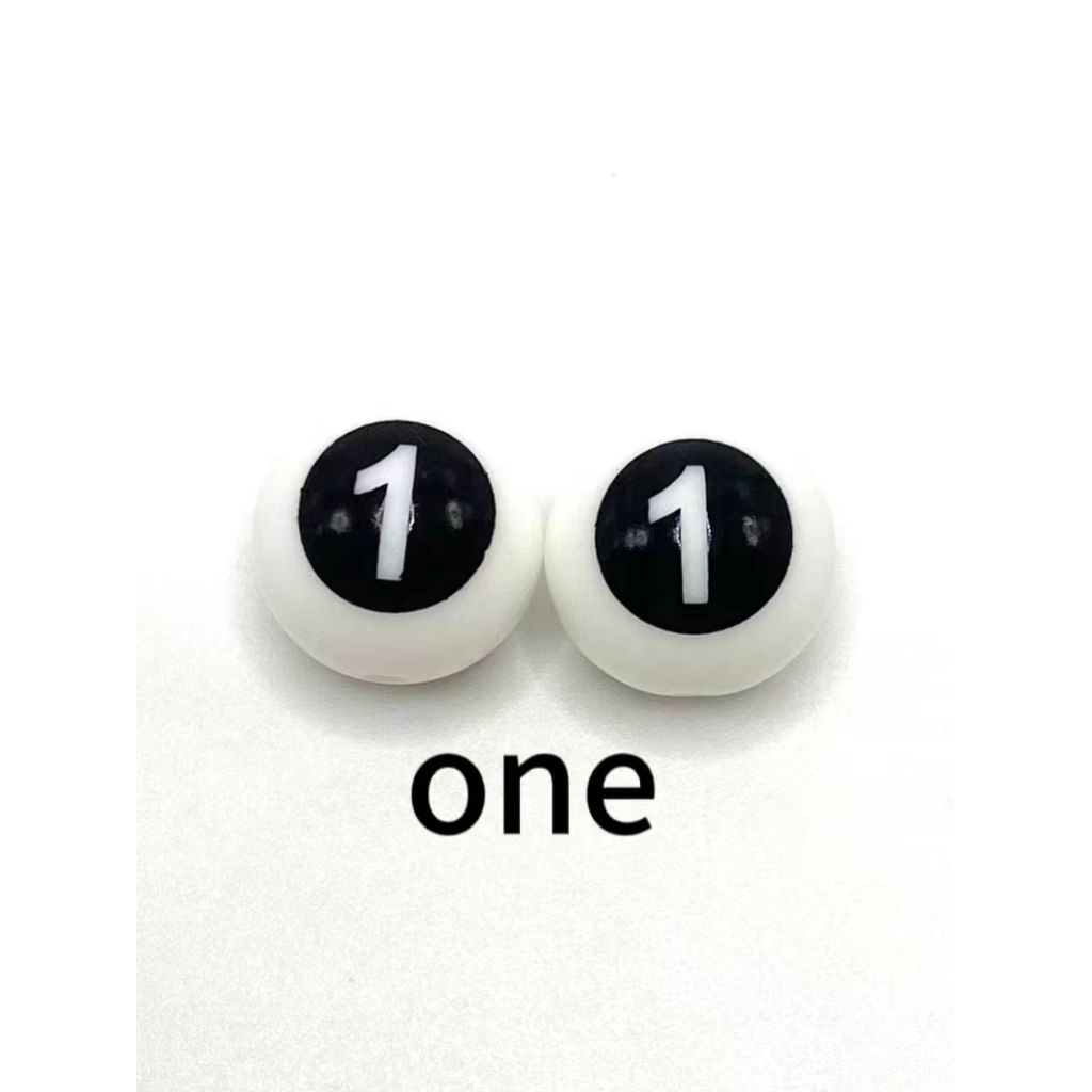 Numbers Printed Silicone Focal Beads 15mm