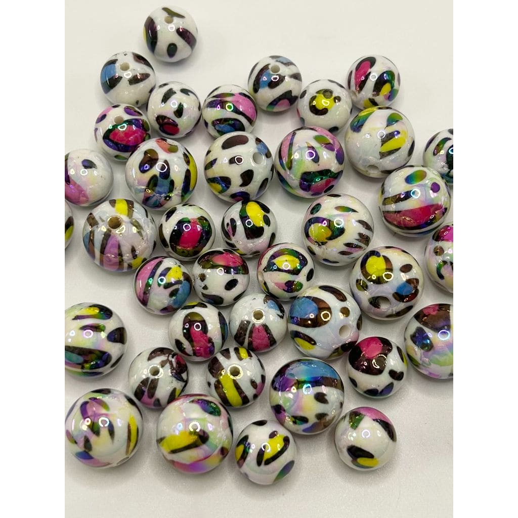 Colorful White Jaguar Leopard Cheetah Acrylic Beads 20mm,16mm