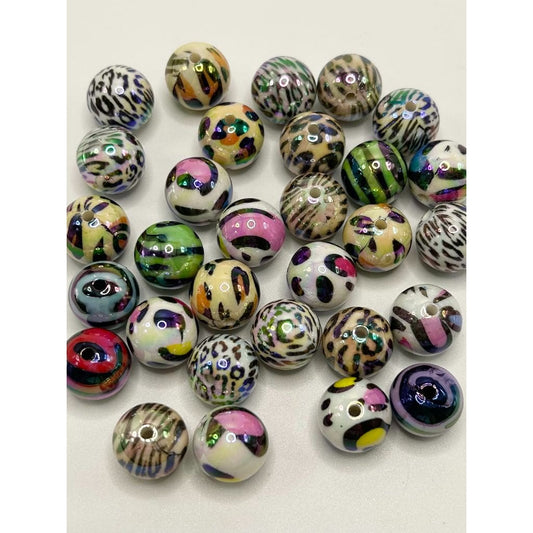 All Leopard Jaguar Cheetah Print Acrylic Beads, Random Mix 16mm,20mm