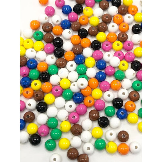 Heat Glazed Acrylic Beads in Solid Colors, 8mm Random mix