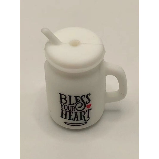 Bless Your Heart Cup Mug Drink 3D Silicone Focal Beads