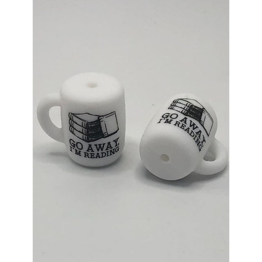 Go Away I'm Reading Cup Mug 3D Silicone Focal Beads