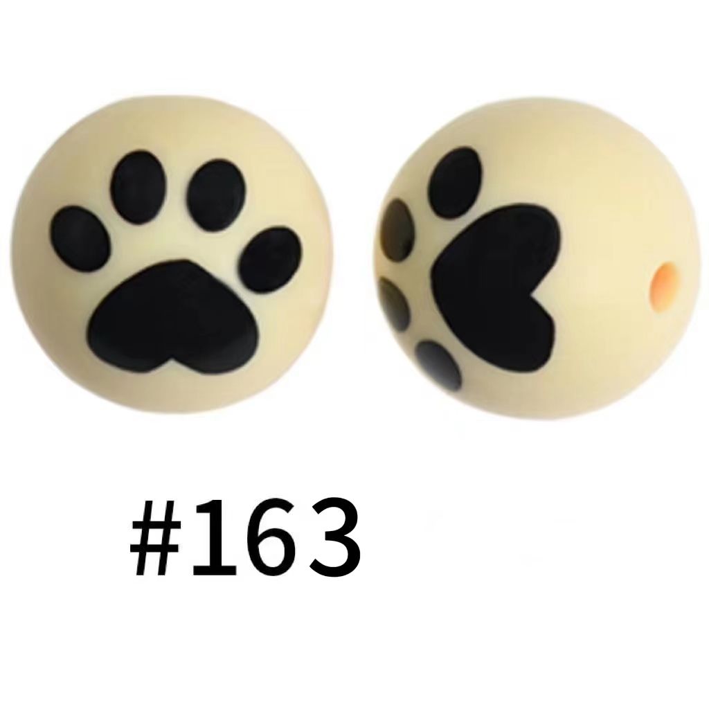 Dog Paw Cat Printed Silicone Beads Number 163