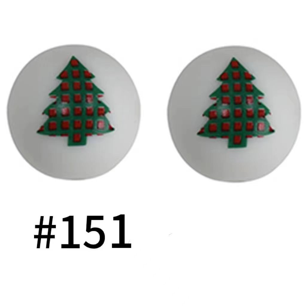 Christmas Tree Printed Silicone Beads Number 151