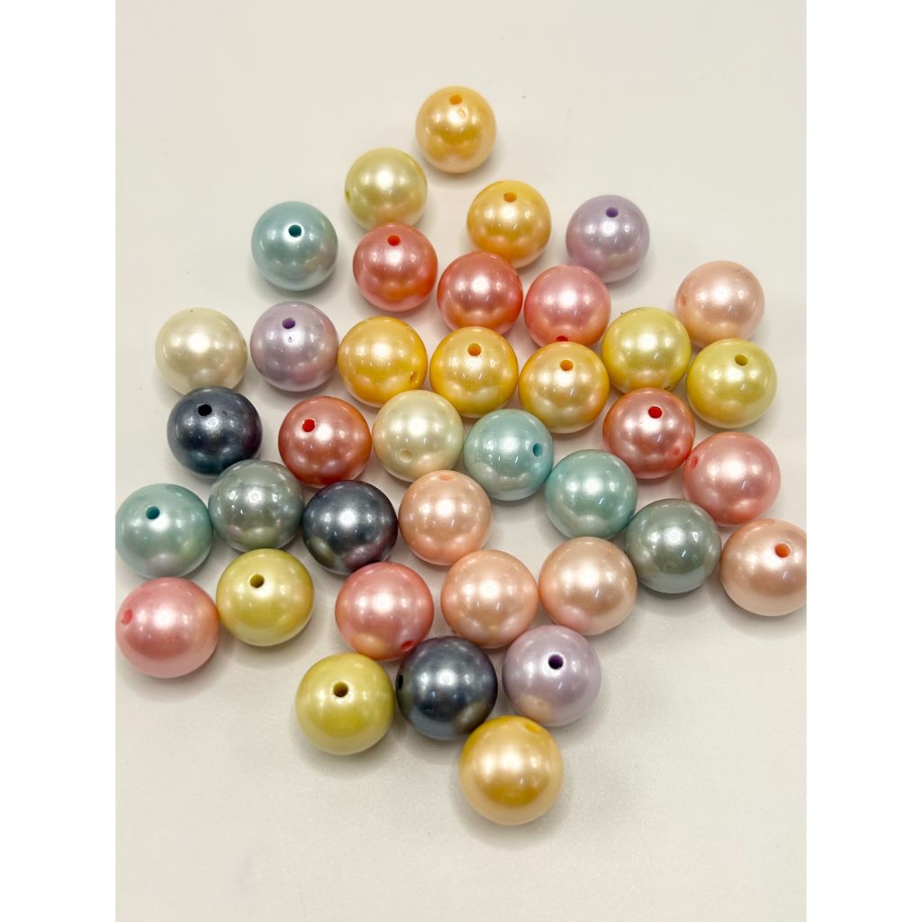 Pearl Acrylic Beads, Solid Color, Random Mix ,16mm