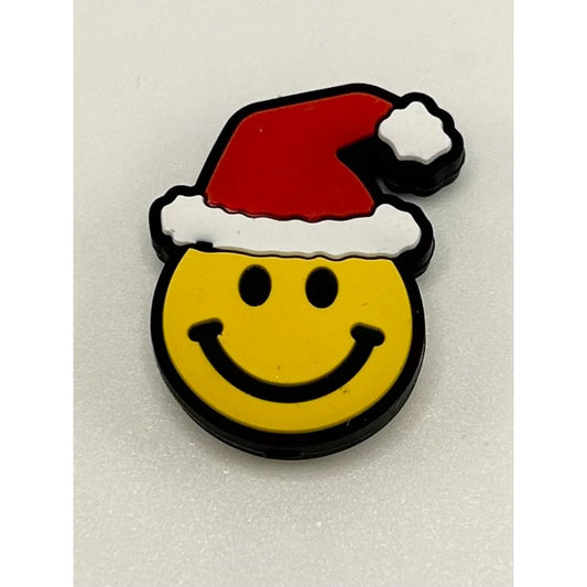 Smiley Face Emoji with Christmas Hat Silicone Focal Beads