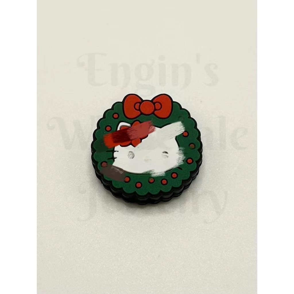 HK Hello Wreath Christmas Silicone Focal Beads