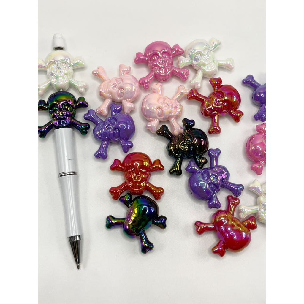 Skull Acrylic Beads, Some of Them are Luminous, Glow in the Dark, 29mm by 34mm ,WQ